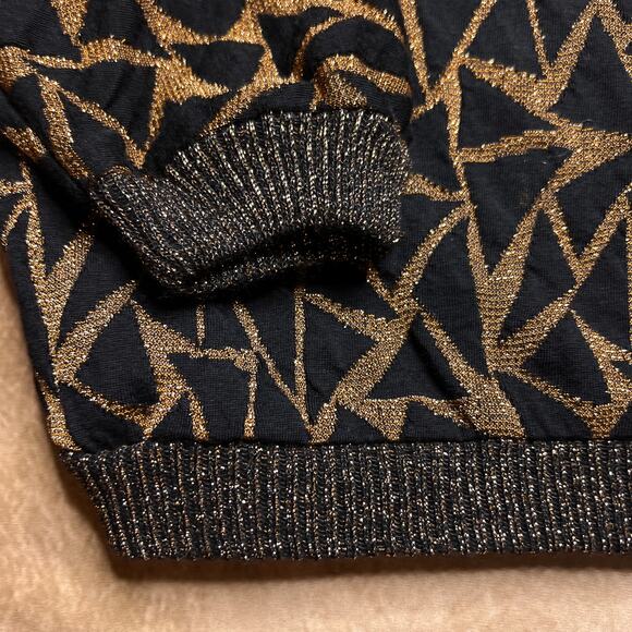 Vintage 80s Pearlette Plus Metallic Sweater Triangle Geometric Retro Disco Party - Picture 5 of 7